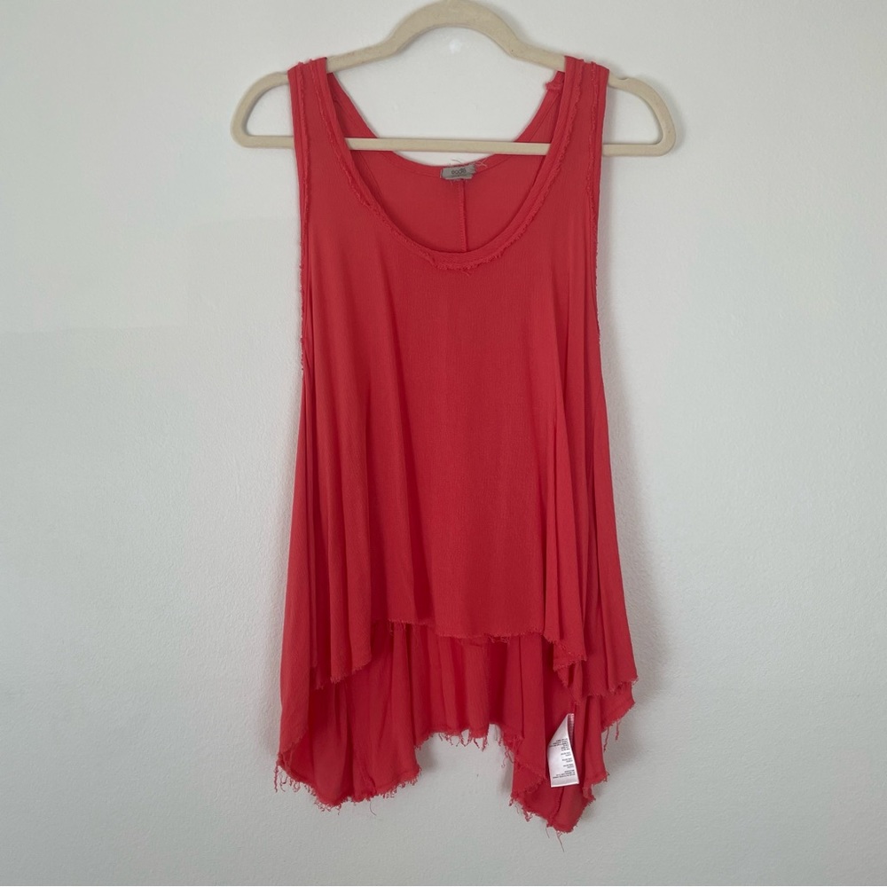 Ecote Coral Slouchy Raw Edge Racerback Tank Top